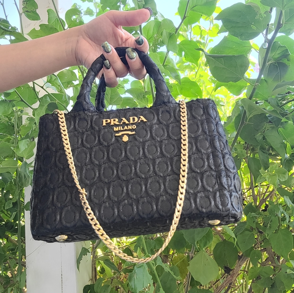 Prada Black and Gold Mini Tote